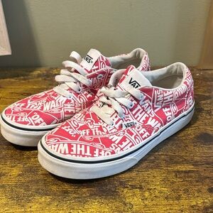 Vans Kids Graphic Red and White Sneakers